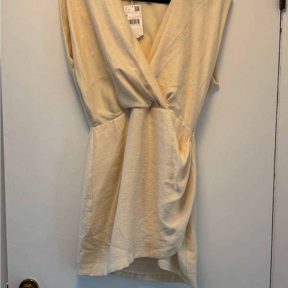 Mango v neck draped fabric cinched waist mini dress NWT - Picture 3 of 8
